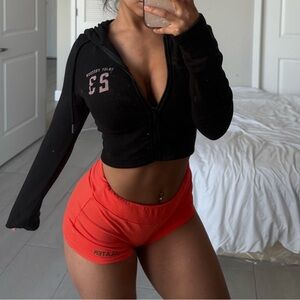 Black crop Zip-Up Hoodie